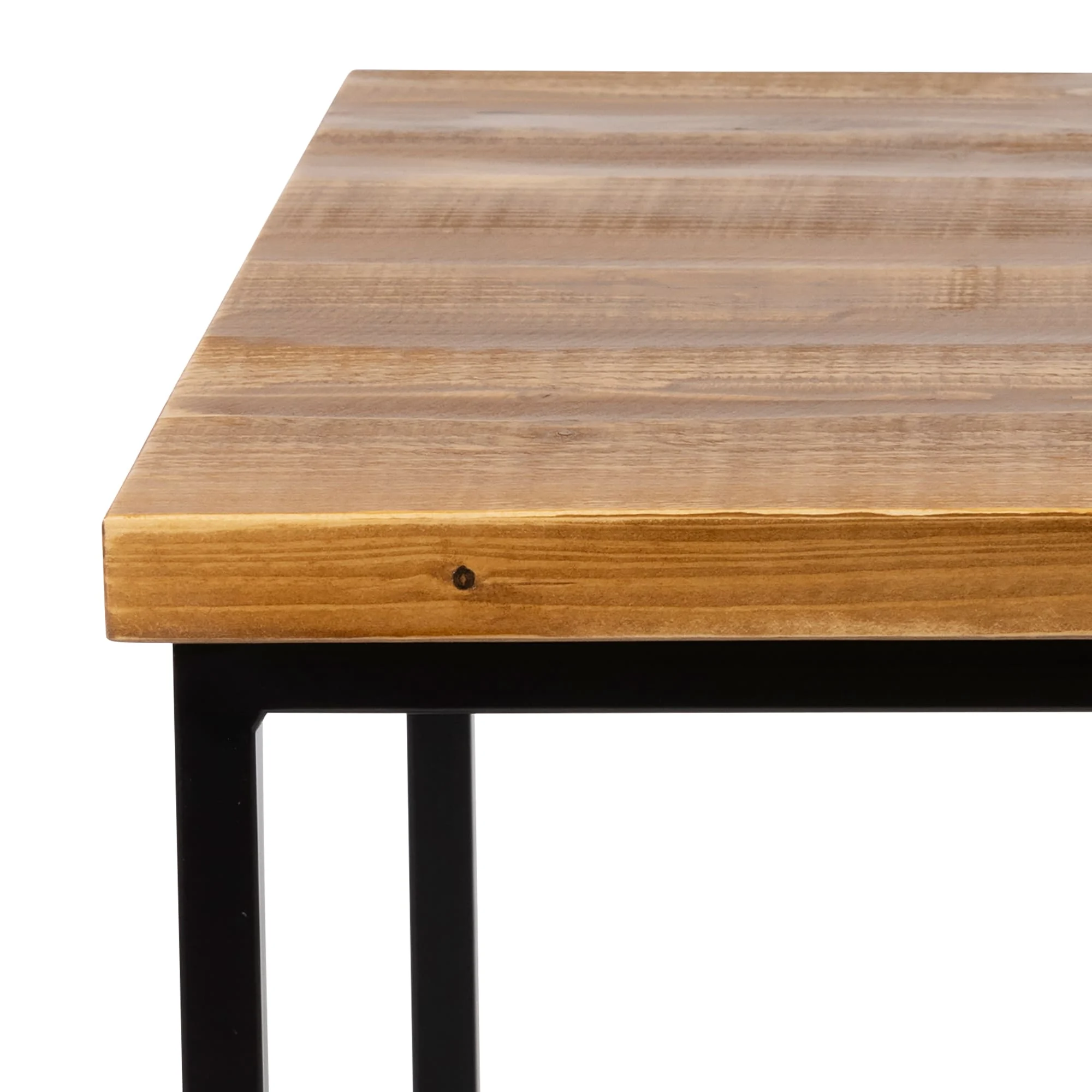 Byron coffee table square vintage solid wood black base detail 2