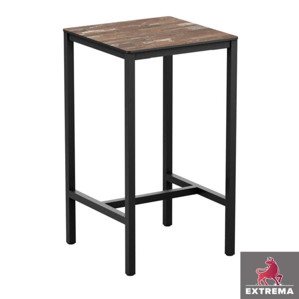EXTREMA Planked Vintage Wood 4 Leg Bar Height Table - Black