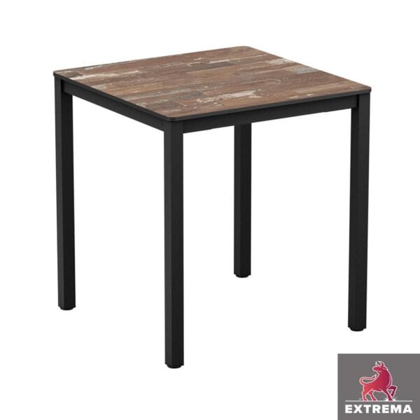 EXTREMA Planked Vintage Wood 4 Leg Dining Table - Black