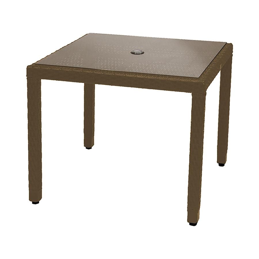 LINCOLN Dining Table 90x90cm Cappuccino Weave/Glass Top ZA.150424