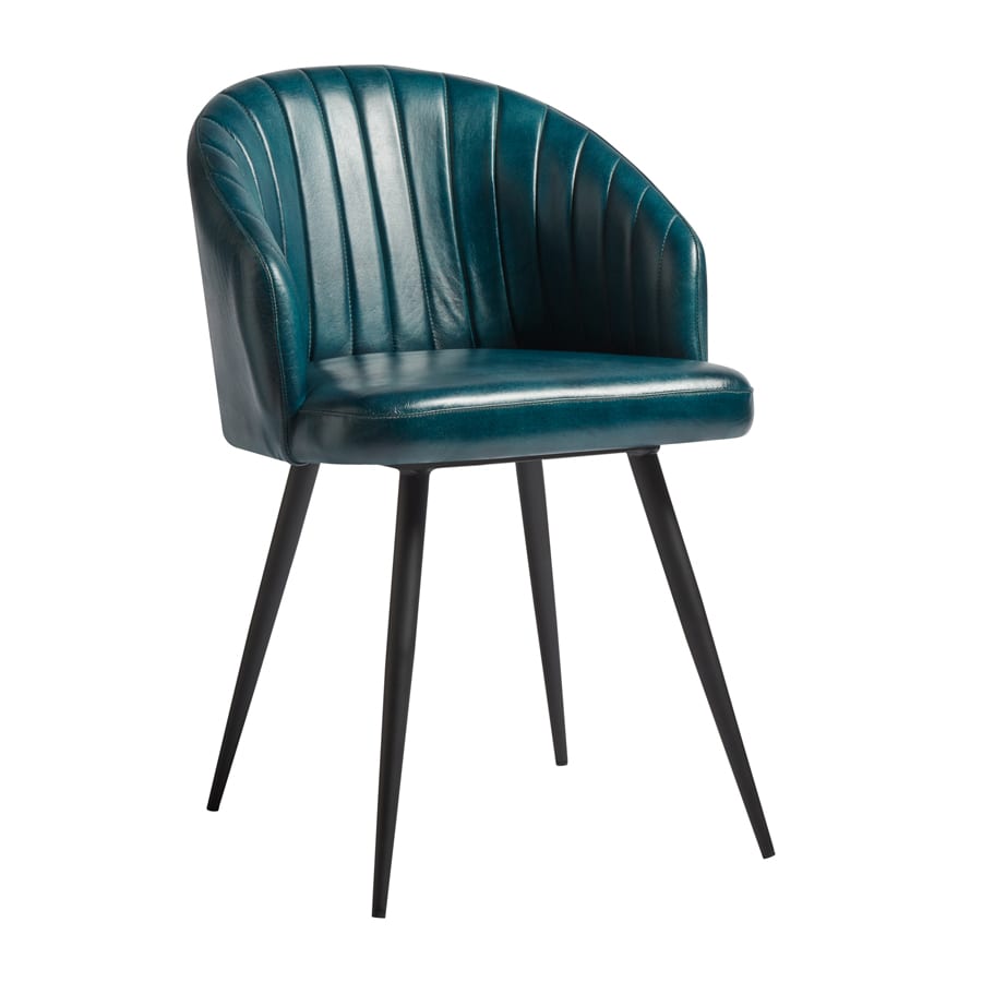 BROOKLYN Tub Chair - Leather - Vintage Blue