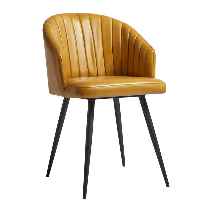 BROOKLYN Tub Chair - Leather - Vintage Gold