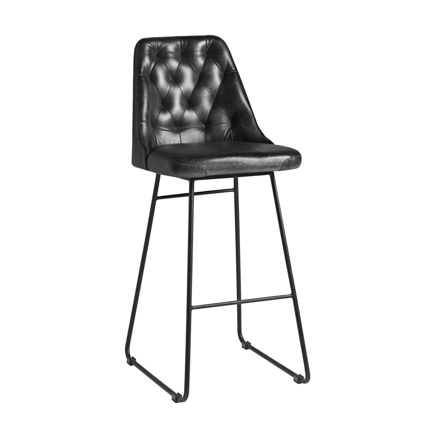 HARLAND Bar Stool - Leather - Vintage Black