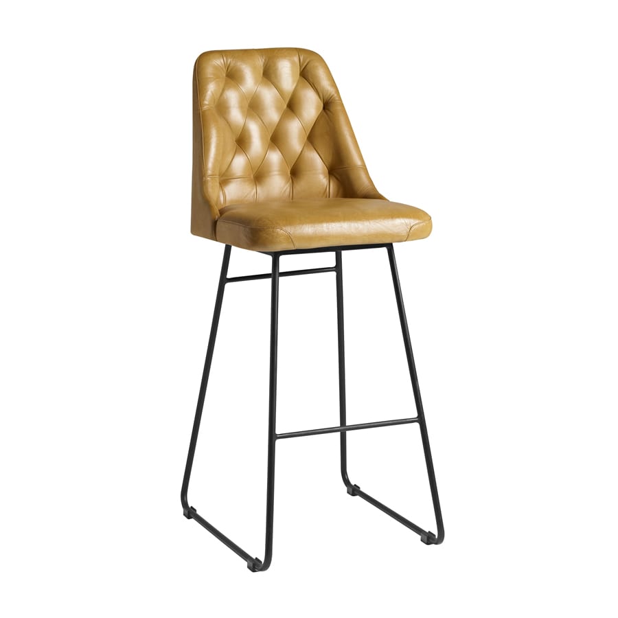 HARLAND Bar Stool - Leather - Vintage Gold