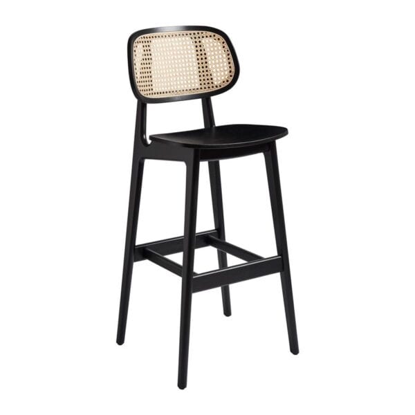 RELISH Barstool - Natural Cane Back - Satin Black