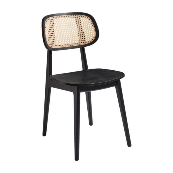 RELISH Side Chair - Natural Cane Back - Satin Black