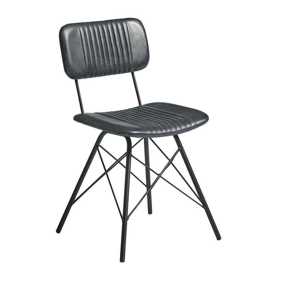 DUKE Side Chair - Leather - Vintage Silver