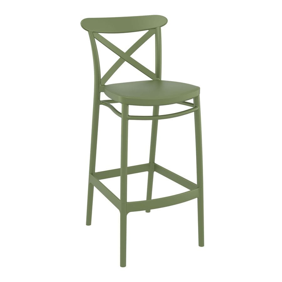 Cross Bar Stool 75 - Olive Green