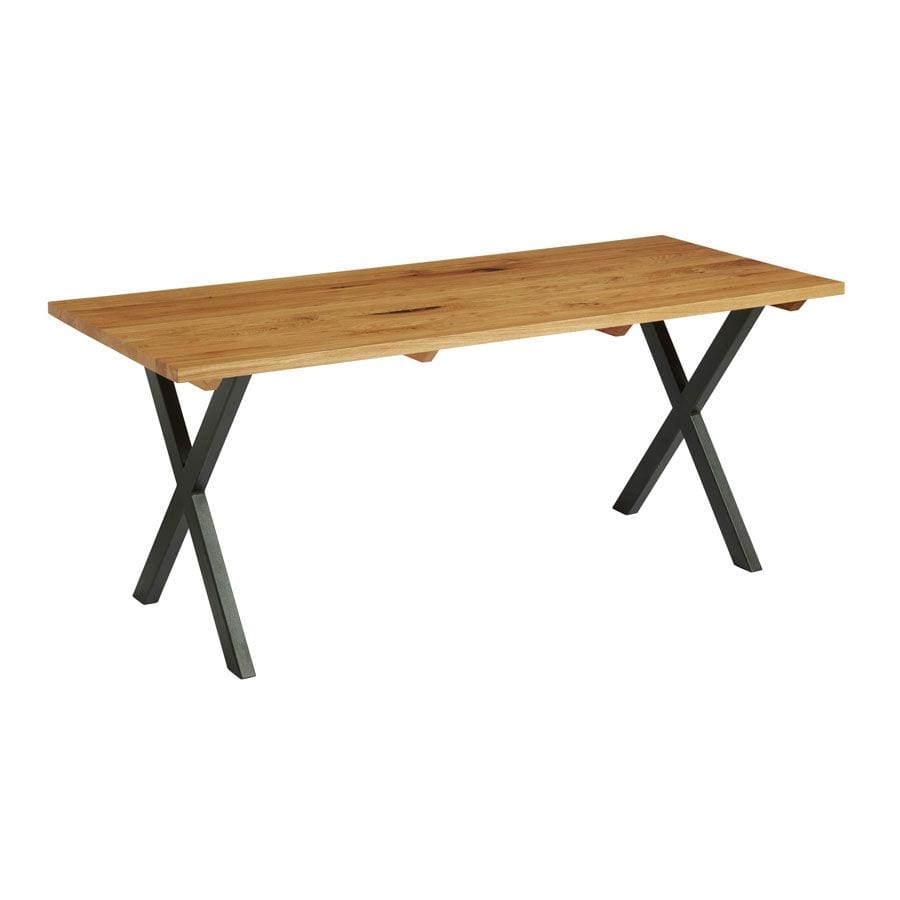 HIGHCROSS 'X' Dining Table - Black - Character Oak - 180cm x 75cm
