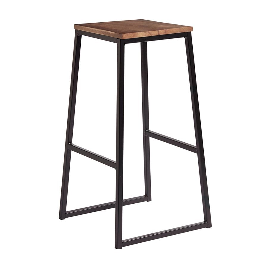 style bar stool matt black frame rustic wood seat pad za.6683st