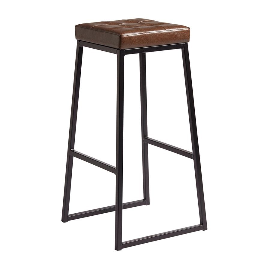 STYLE High Stool - Matt Black metal frame - Uph Seat Pad - Vintage Brown