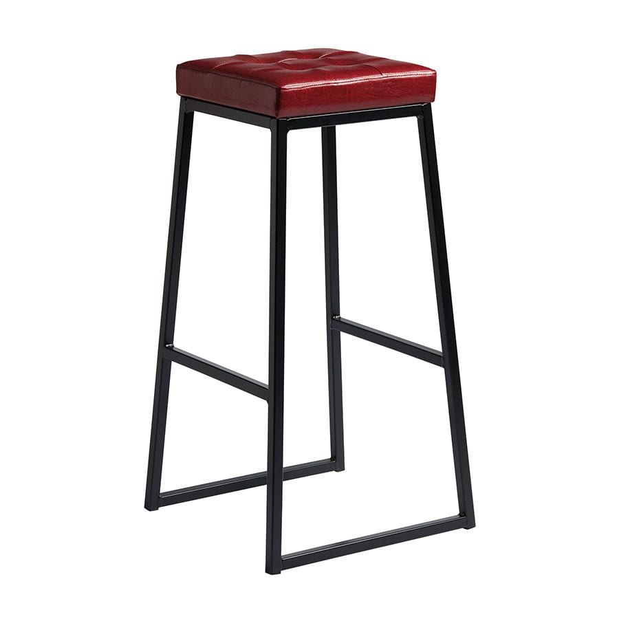 STYLE High Stool - Matt Black metal frame - Uph Seat Pad - Vintage Red
