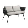 mozzini belt 2 seater sofa matt black frame / anthracite rope weave / light grey cushions za.6765c