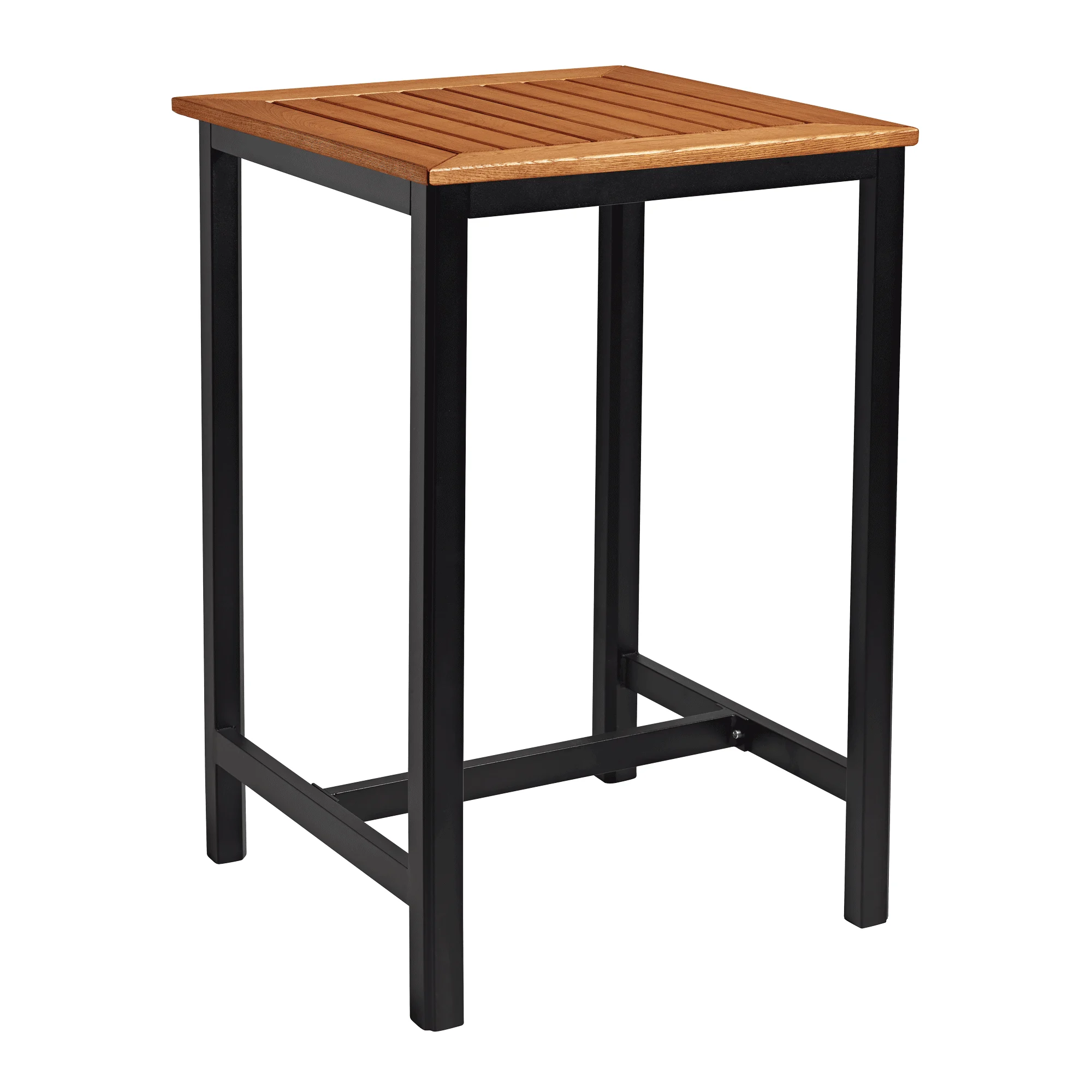 Ice Bar Height Table Square Robinia Wood Black Base