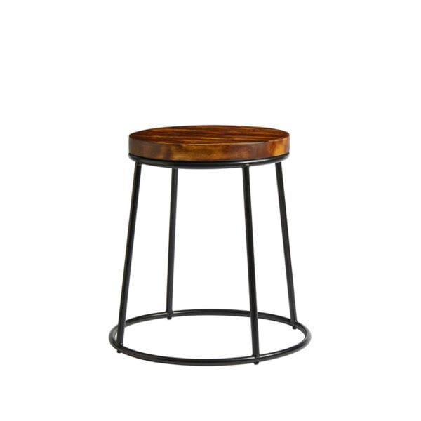 Max 45 Low Stool Black Rustic Aged Wooden Seat Pad Za.593st