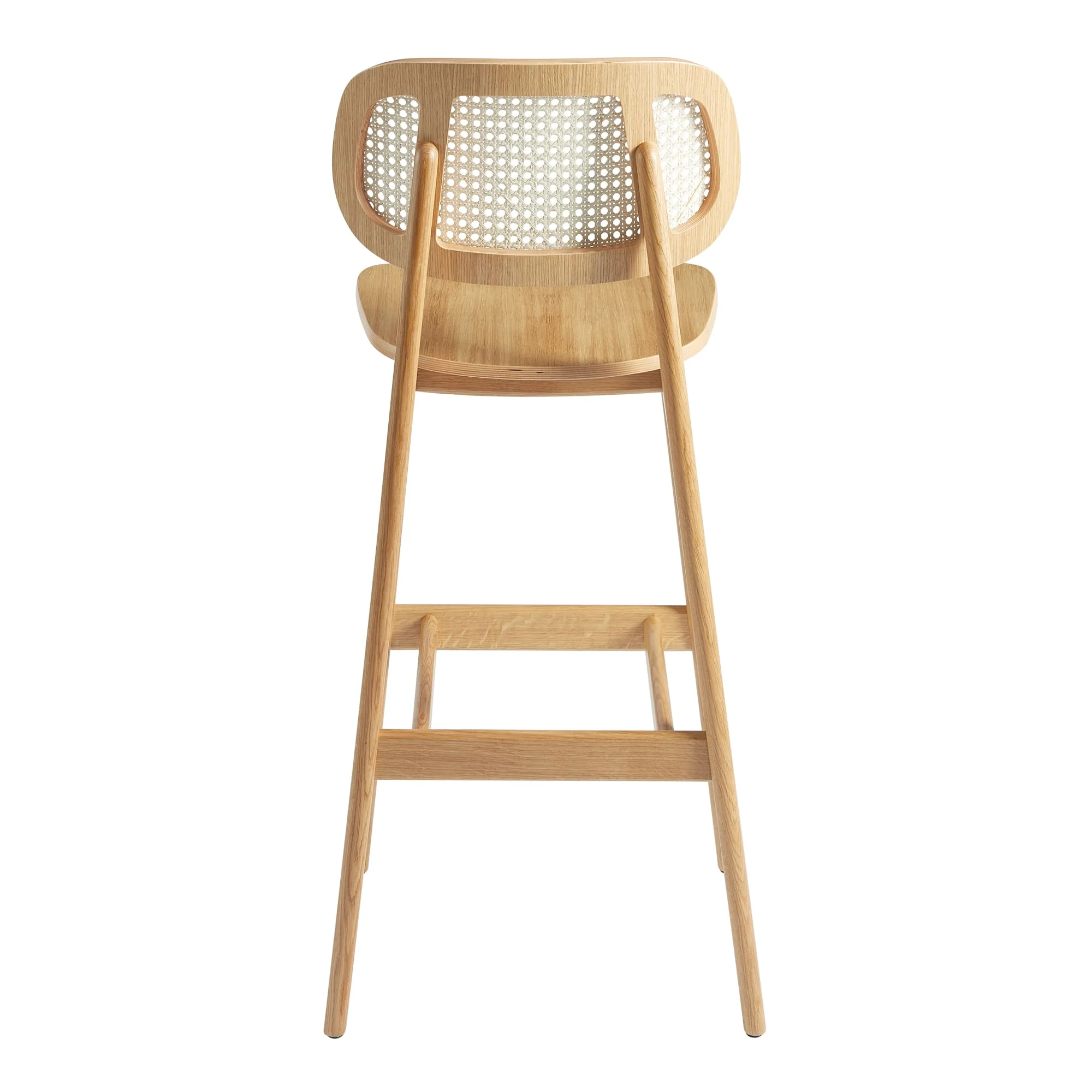 Relish Bar Stool Natural Oak Natural Rattan Back Back