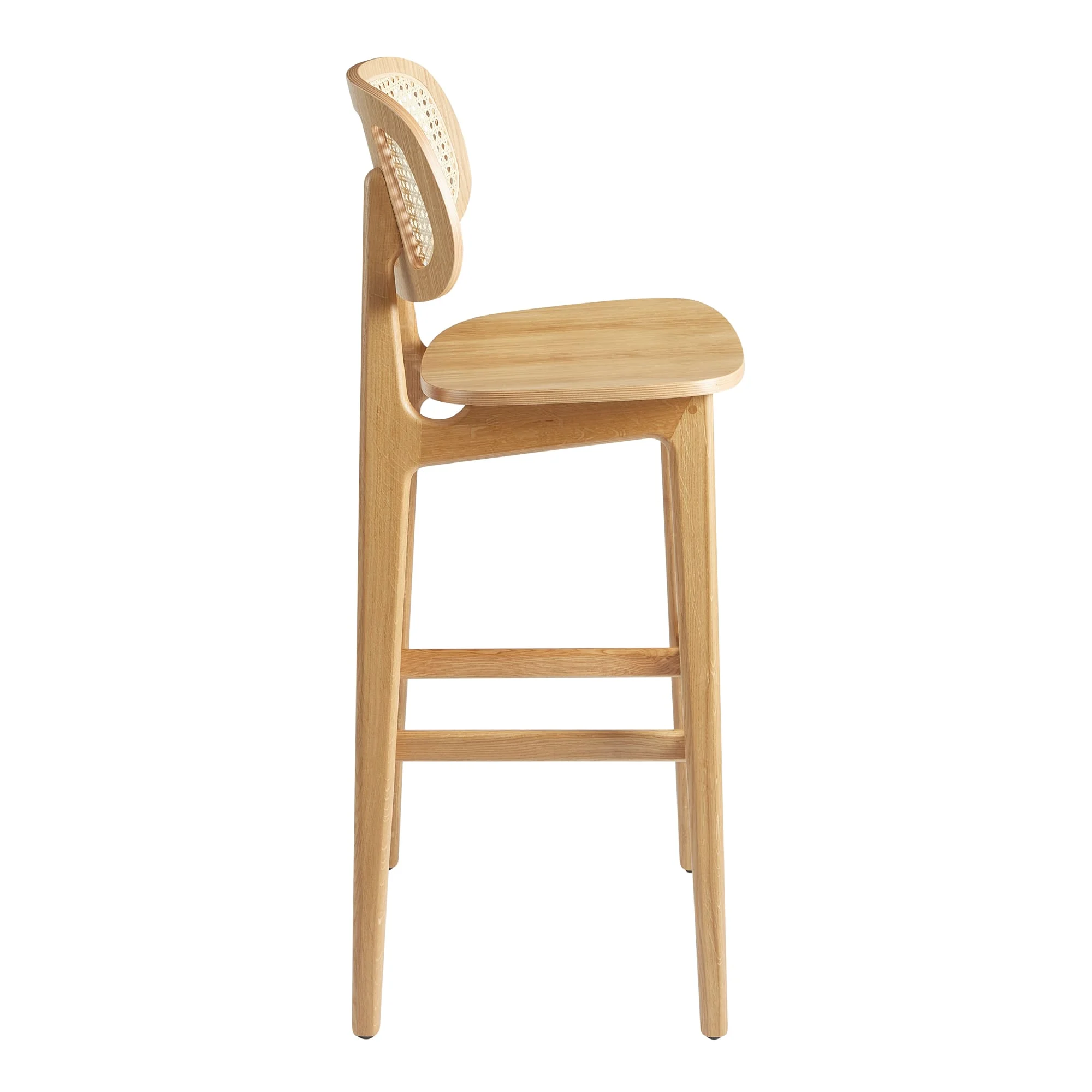 Relish Bar Stool Natural Oak Natural Rattan Back Side
