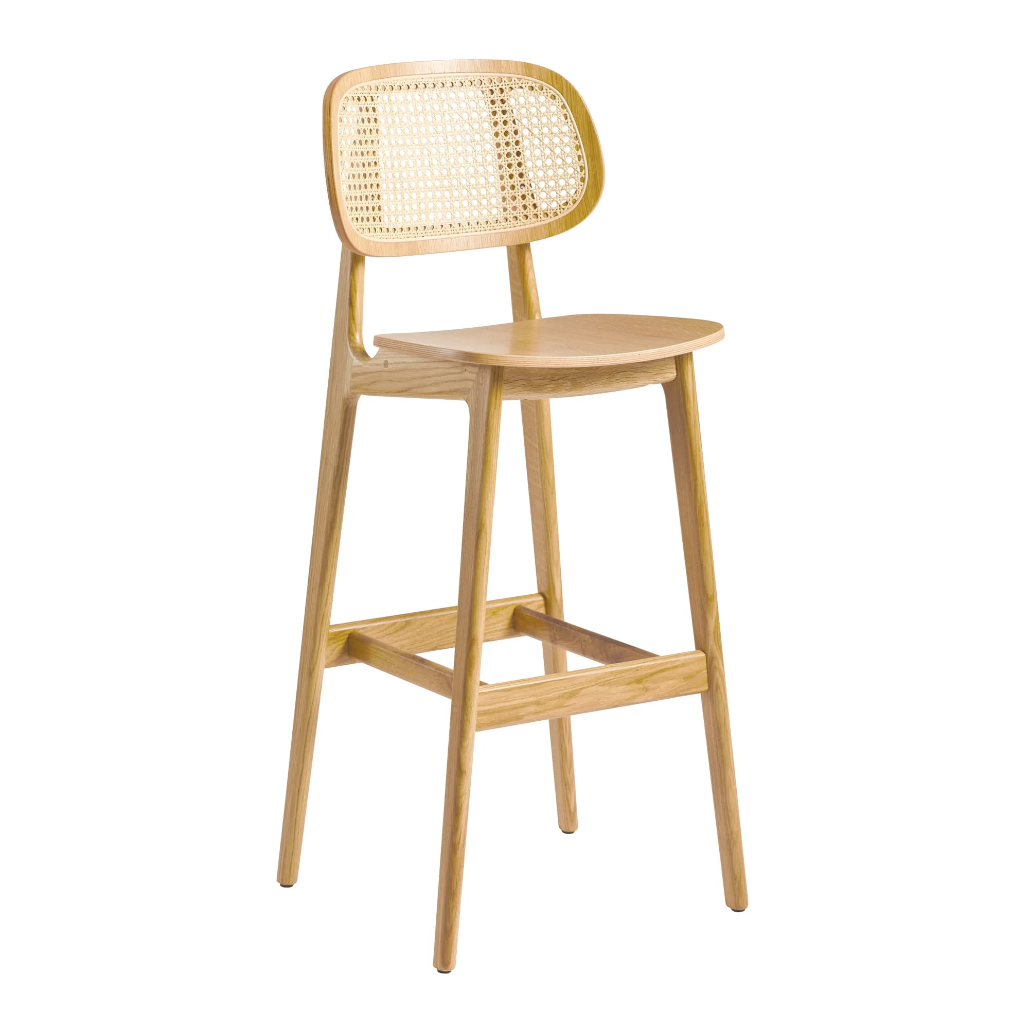 Relish Bar Stool Natural Oak Natural Rattan Back