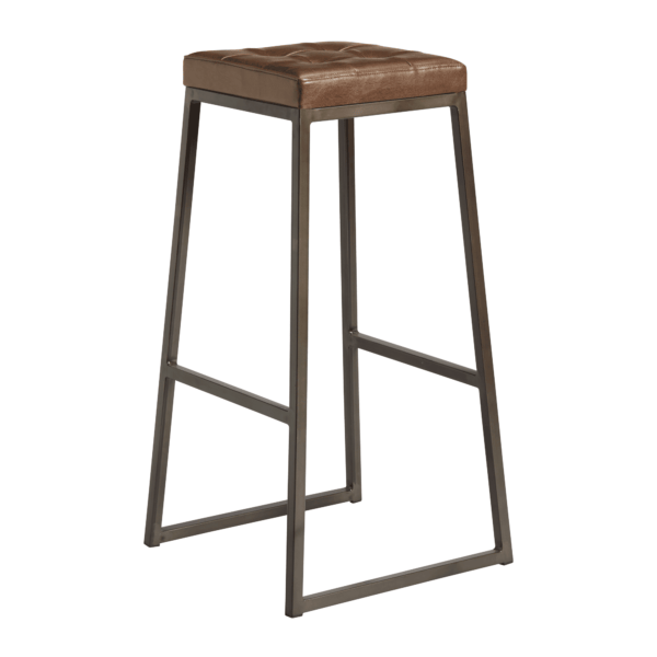 Style Bar Stool Laquered Frame Vintage Brown Seat Pad
