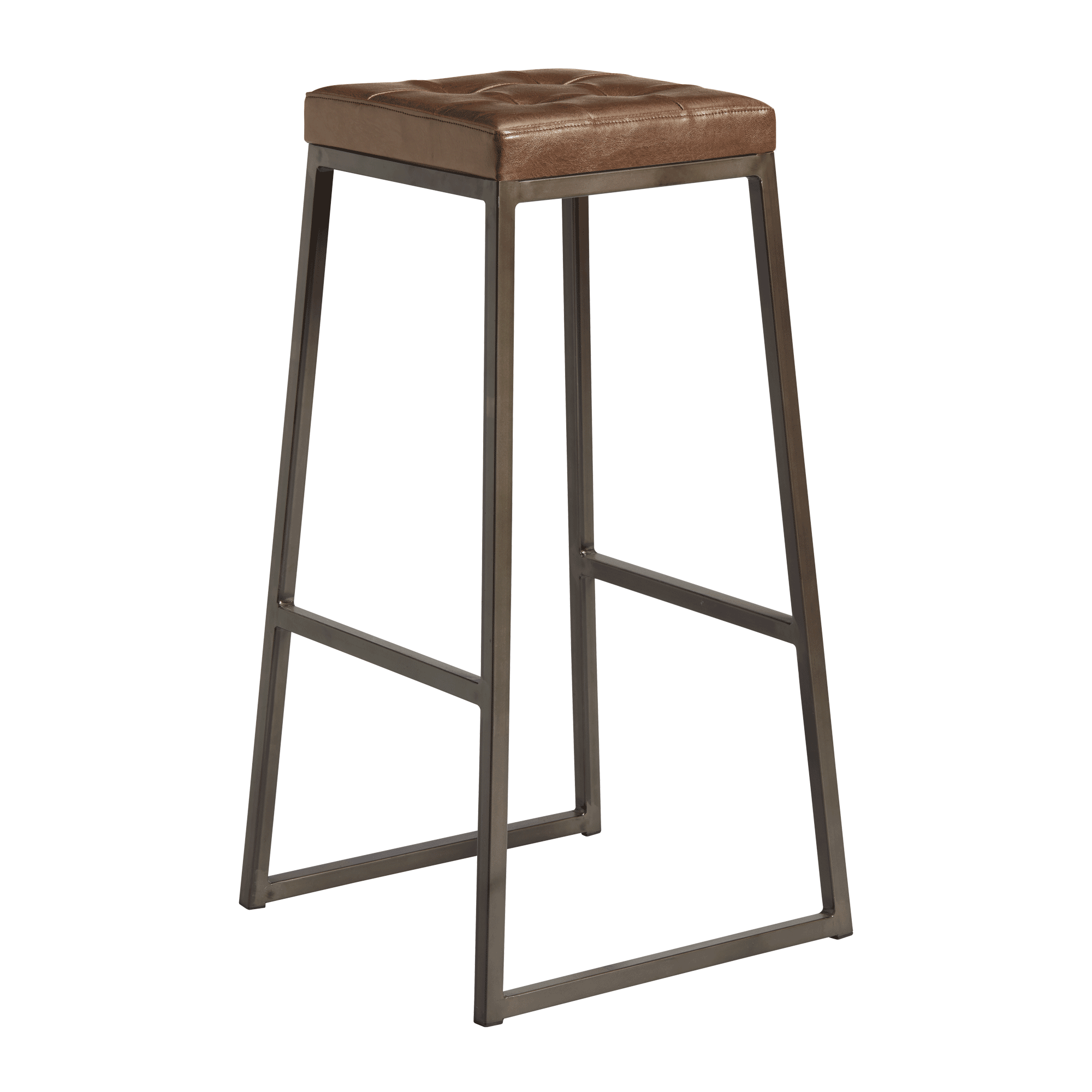 Style Bar Stool Laquered Frame Vintage Brown Seat Pad