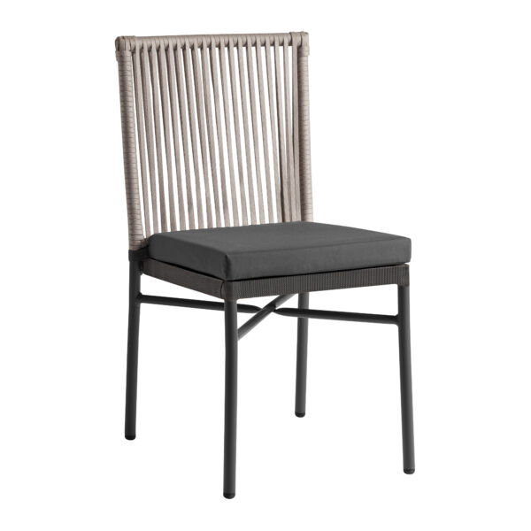 Holt Side Chair Natural Weave Dark Grey Cushion