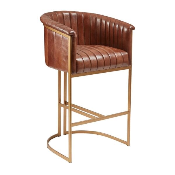 NOLAN Bar Stool - Genuine Pecan Brown Leather