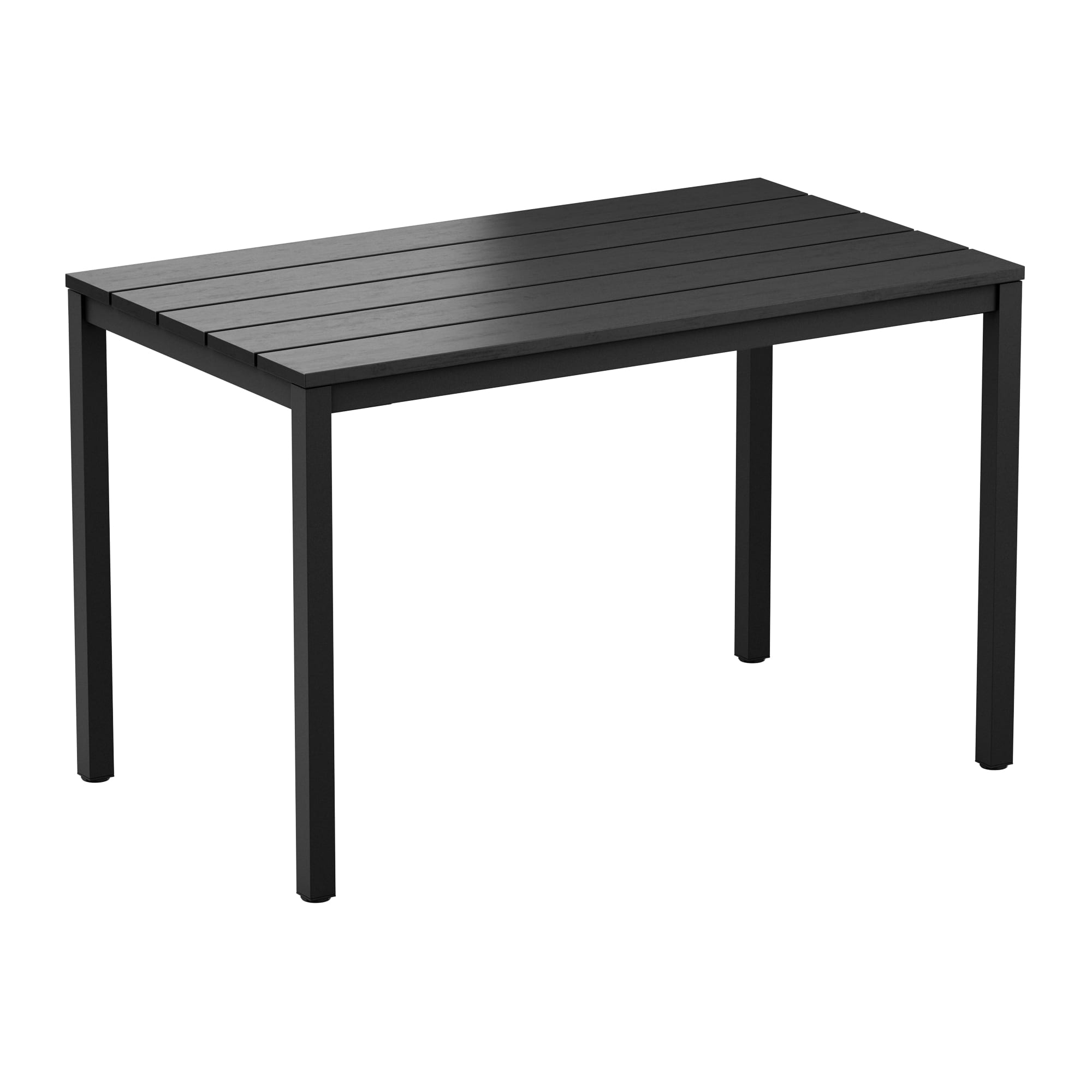 Eko Black Rectangular Dining Aluminium Troy Table - Black Top - 119 x 69cm - 119cm x 69cm