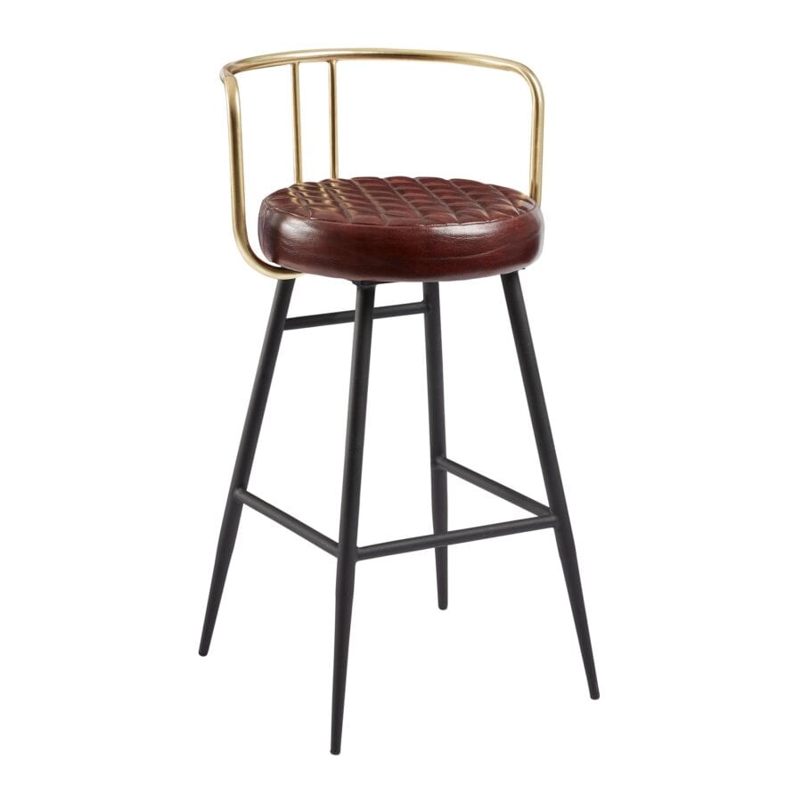 Aulenti Cocktail Bar Stool- Claret Red Leather - Zap Trading