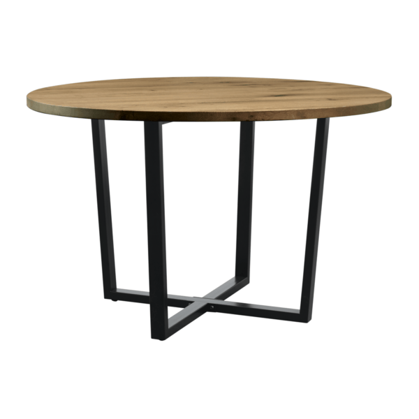 Barnes Dining Height Table Round Rustic Antique Black Base 120cm Dia