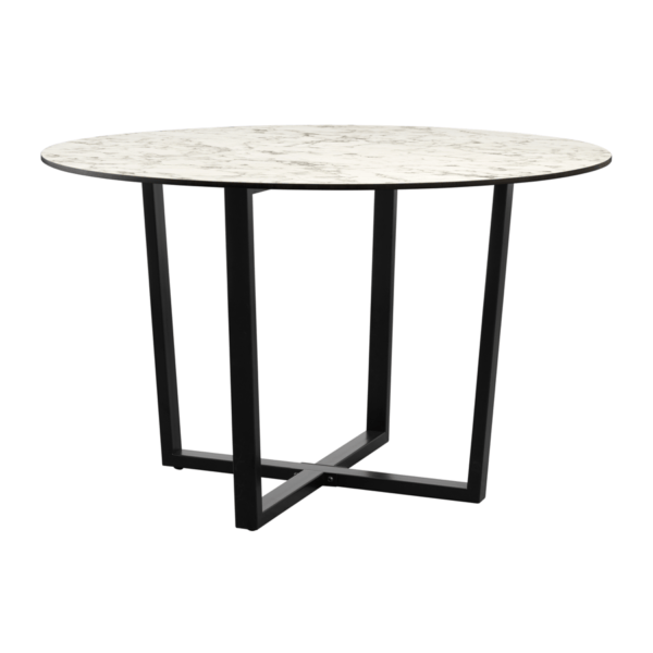 Bourne Dining Height Table Round Carrara Marble Black Base 120cm Dia