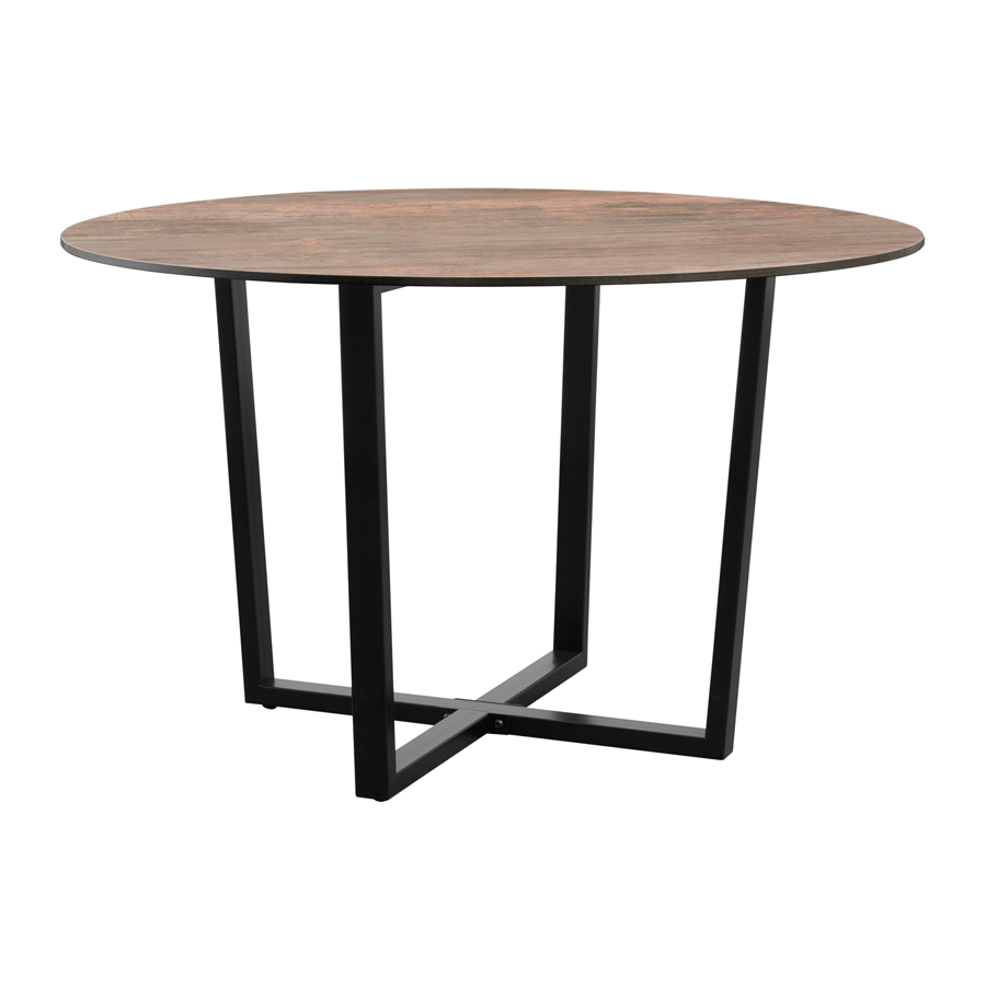 Bourne Dining Height Table Round Vintage Copper Black Base 120cm Dia