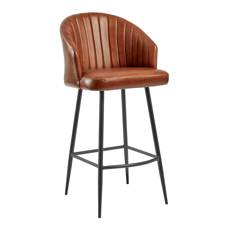 BROOKLYN Bar Stool - Leather - Bruciato Tan