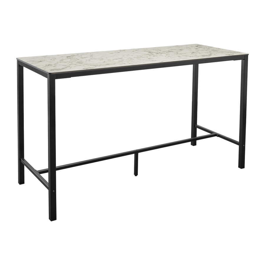EXTREMA Carrara Marble 4 Leg Bar Height Table - Rectangular - 179cm x 69cm