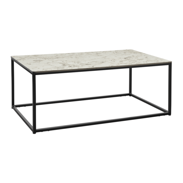 Melrose Coffee Table Rectangular Carrara Marble Black Base