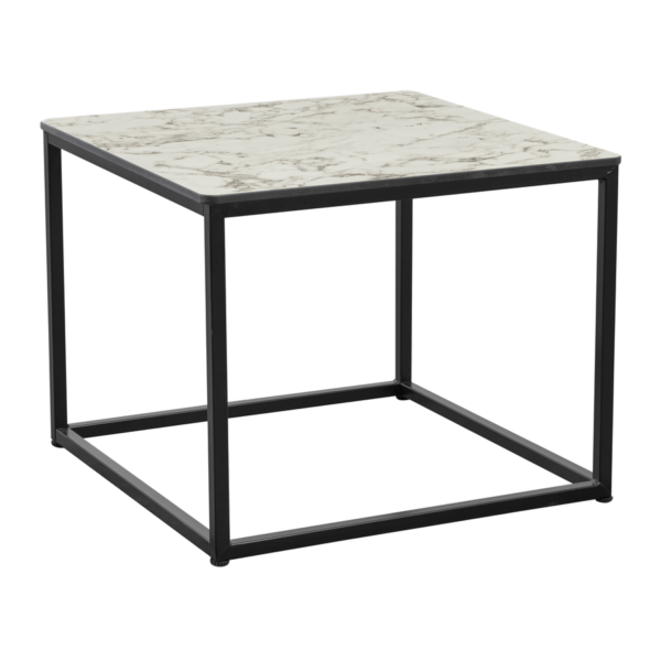 Melrose Coffee Table Square Carrara Marble Black Base