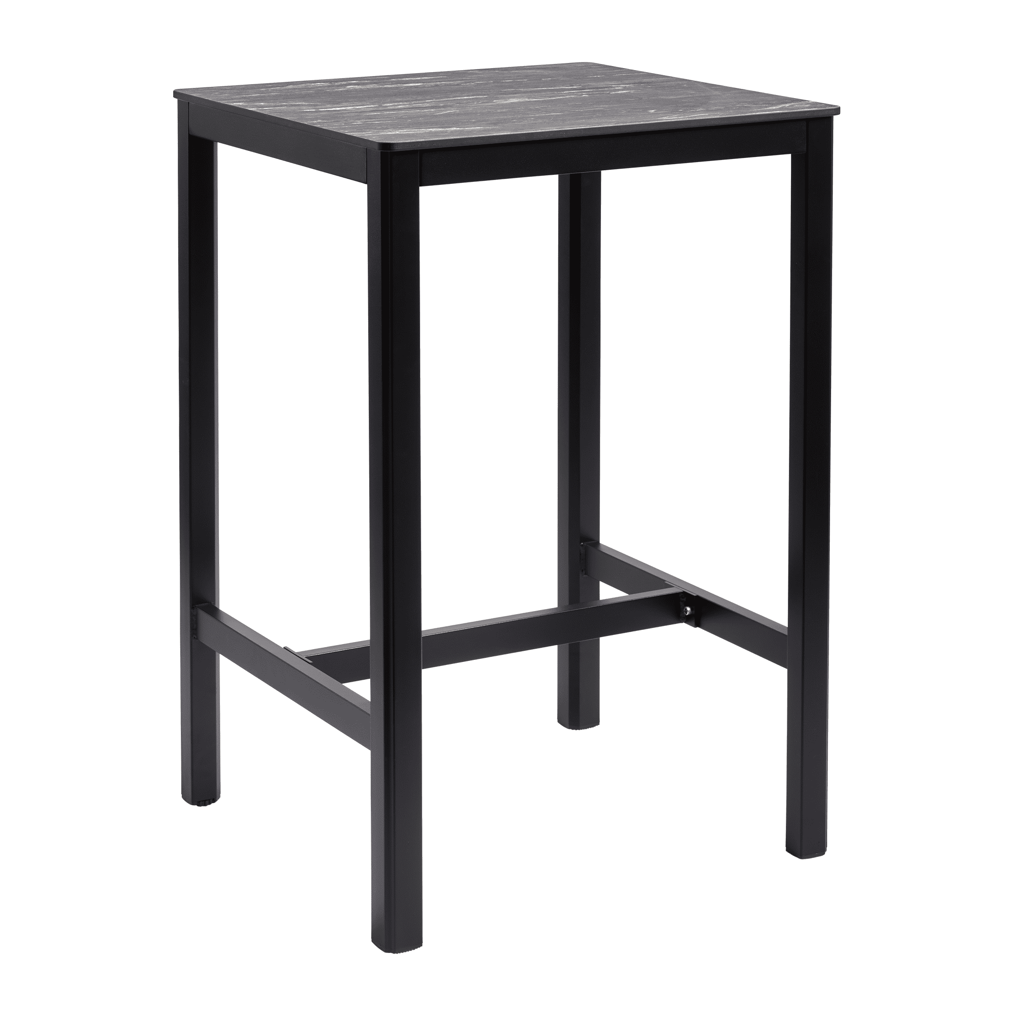 Extrema Black Marble 'Textured' - Black Bar Height Table - 60x60cm
