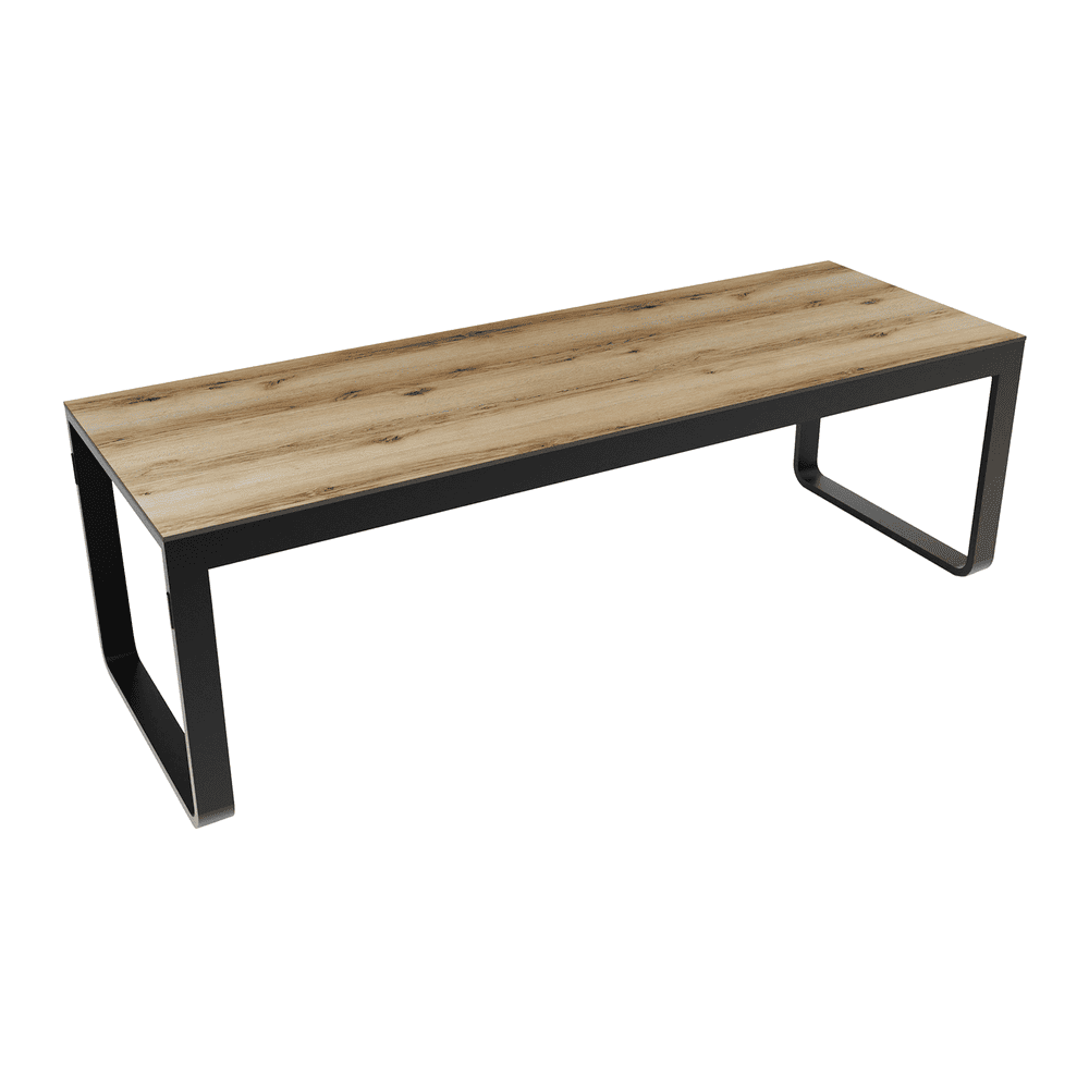 Flow Dining Table Black Frame Oak Table Top 2