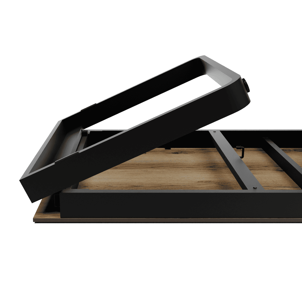 Flow Dining Table Black Frame Oak Table Top Detail 1