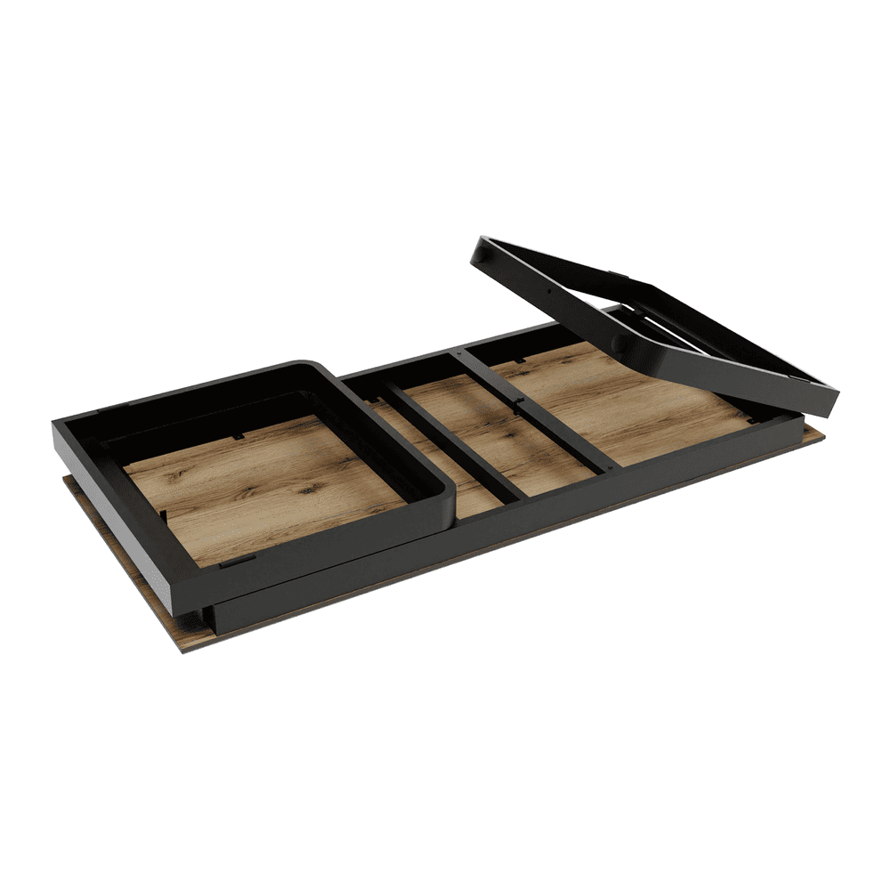 Flow Dining Table Black Frame Oak Table Top Detail 2