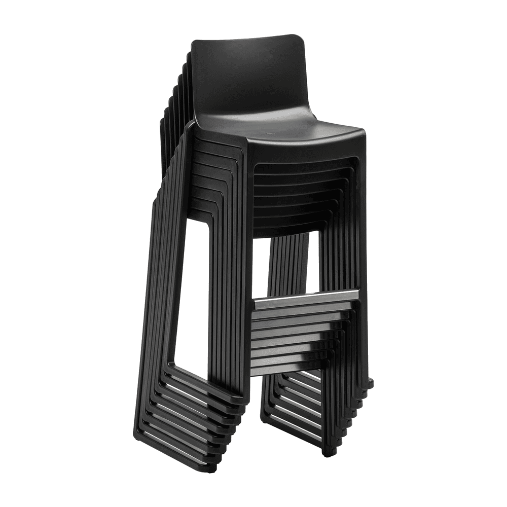 Kasar Stacking Bar Stool Black Stacking