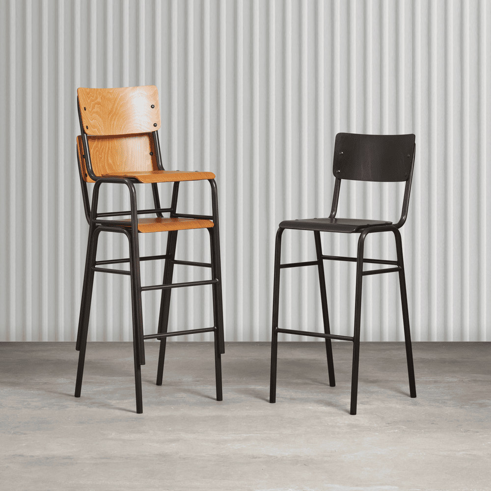 Tavo Stacking Bar Stool Wooden Seat And Back Studio 2 Square