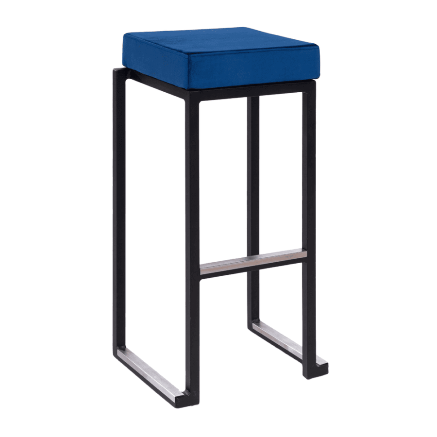 Black Frame Blue Velvet Seat Pad