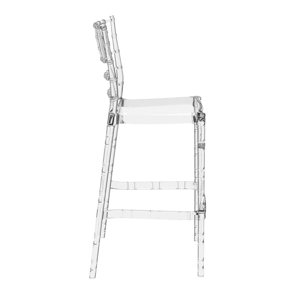 Chiavari Bar Stool 75 Clear Transparent Side