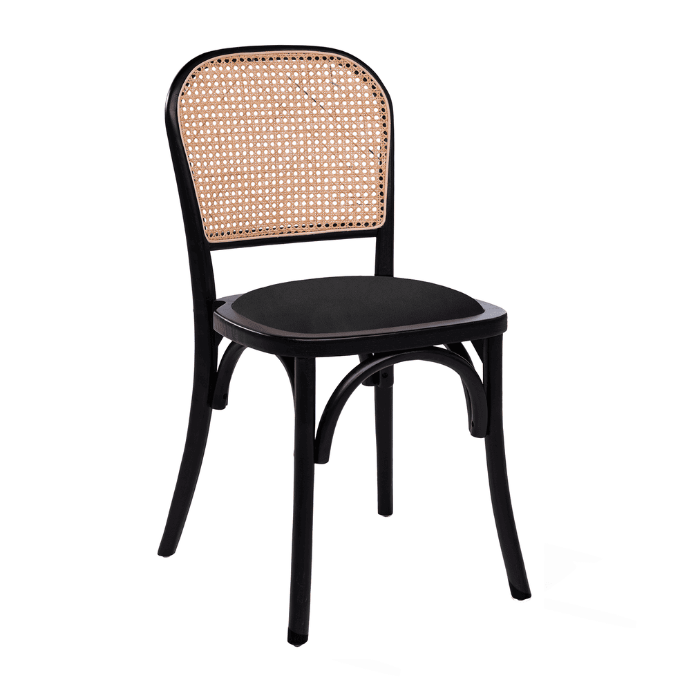 Ronda Stacking Side Chair Black Frame Black Velvet Seat Pad