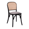 Ronda Stacking Side Chair Black Frame Cream Velvet Seat Pad