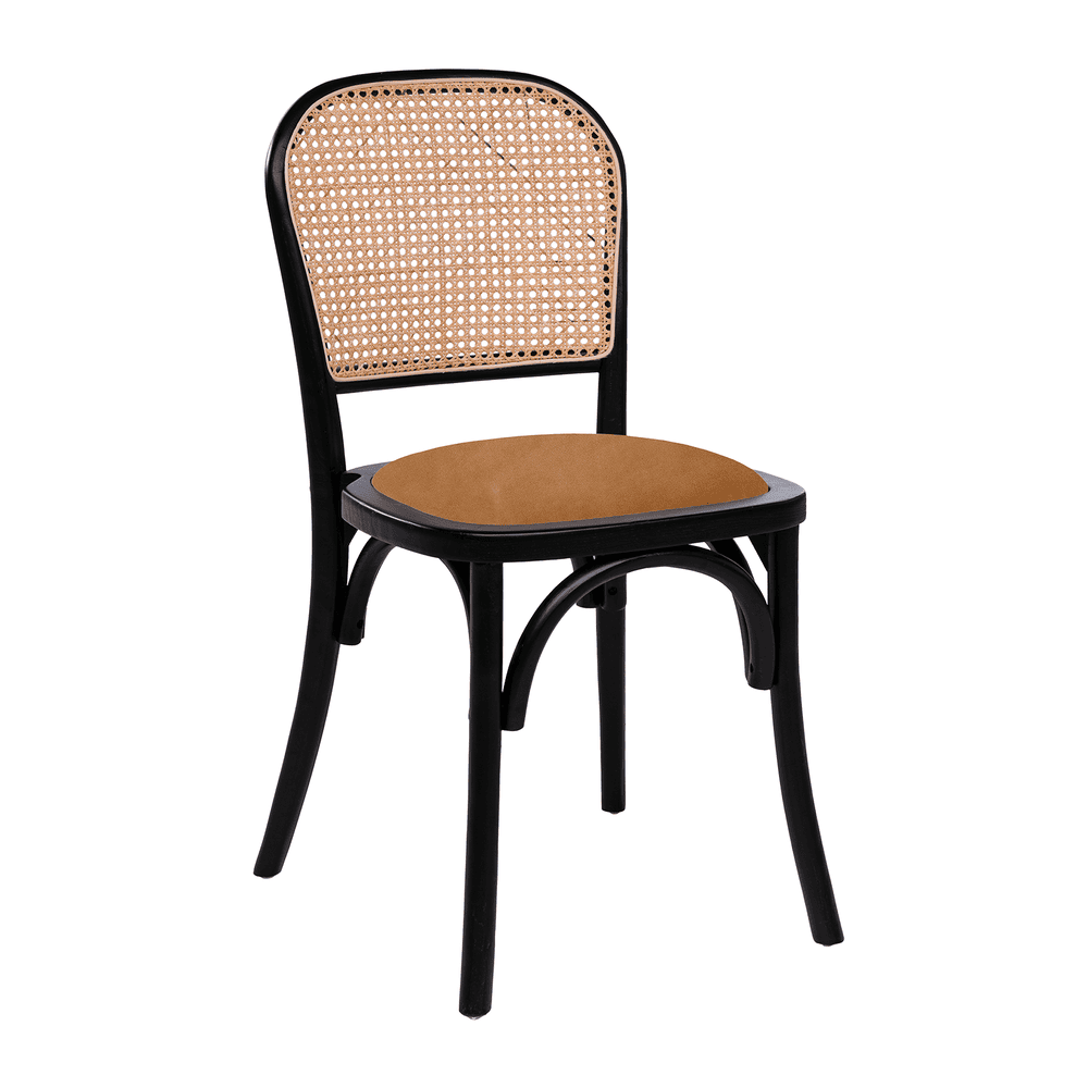 Ronda Stacking Side Chair Black Frame Gold Velvet Seat Pad