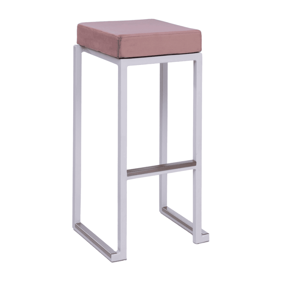 White Frame Pink Velvet Seat Pad