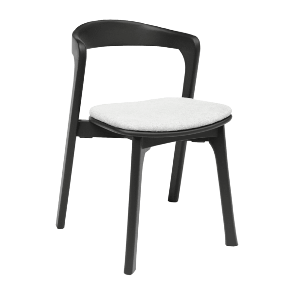 Nina Stacking Side Chair Black White Seat Pad