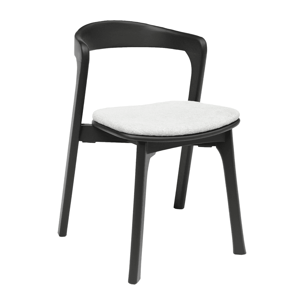 Nina Stacking Side Chair Black White Seat Pad
