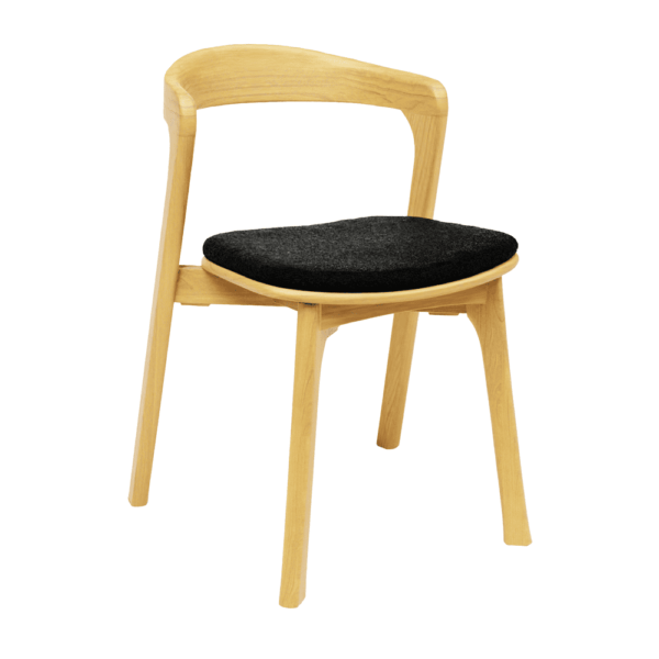 Nina Stacking Side Chair Natural Oak Black Seat Pad